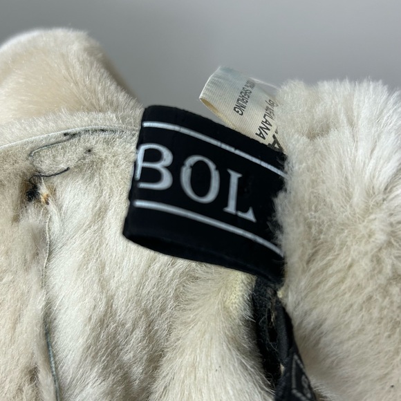 Shearling lightweight distressed women's western coat with fox fur trim Sz S - Picture 3 of 16